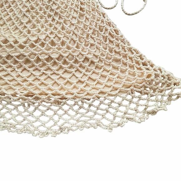 Y2K Crochet Open Weave Tank Top Scalloped Hem Boho Fairycore VTG Festival Chic S - Picture 4 of 14